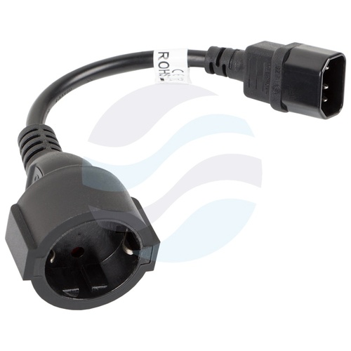 Kabel zasilający 230V UPS z gniazdem Schuko/C14 10A 15cm 3