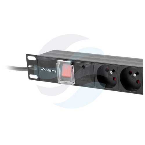 LANBERG Listwa zasilająca PDU 19" Rack 19" 1U, 8 gniazd wyłącznik w tym 4x NFC61-314 + 4x IEC320-C13 (UPS), alminium, dłg. kabla 2m 2