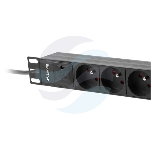 LANBERG Listwa zasilająca Rack 10" 1U, 3 gniazda 230V PL, moduł przeciwprzepięciowy SPD-3MP, dłg. kabla 2m, czarna 3