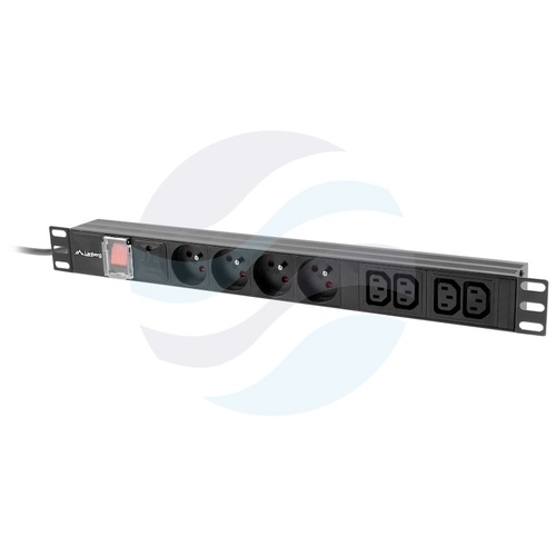 LANBERG Listwa zasilająca Rack 19" 1U, 4 gniazda 230V PL + 4 gniazda UPS IEC C13, wtyk UPS IEC 320 C14, dłg. kabla 2m, czarna 4