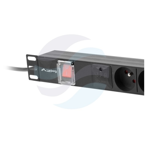 LANBERG Listwa zasilająca Rack 19" 1U, 6 gniazd 230V PL, wyłącznik, dłg. kabla 2m, czarna 2