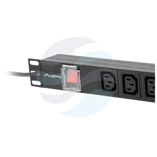 LANBERG Listwa zasilająca Rack 19" 1U, 8 gniazd UPS IEC C13, wtyk UPS IEC C20, dłg. kabla 2m, czarna 2