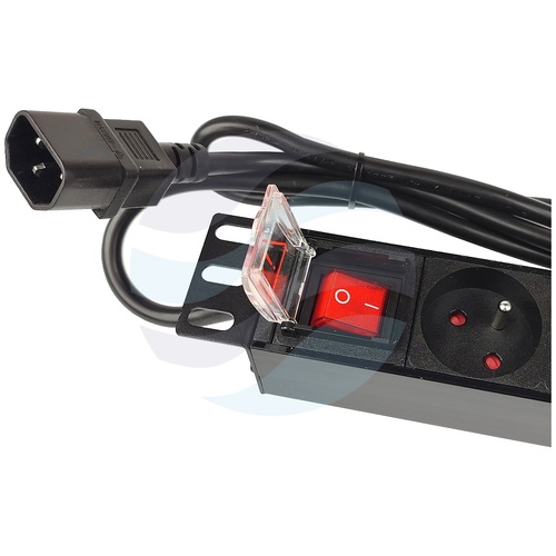Listwa zasilająca Rack 19" 1U, 9 gniazd, wyłącznik, wtyczką IEC320 C14, dłg. kabla 1.8m 3