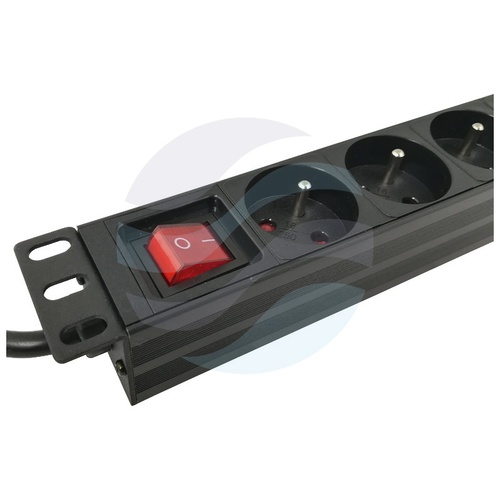 Listwa zasilająca Rack 19" 1U, 9 gniazd, wyłącznik, dłg. kabla 1.8m czarna 2