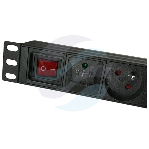 Listwa zasilająca Rack 19" 1U, 8 gniazd, wyłącznik, moduł przeciwprzepięciowy 5kVA, dłg. kabla 1.8m 2