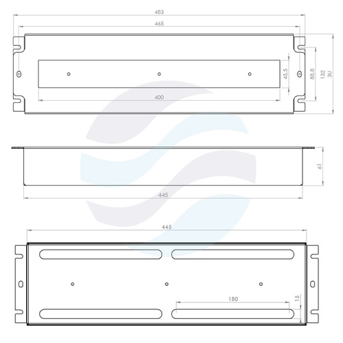 Panel dystrybucji napięć Rack 19" 3U, 22xS, dłg. 60mm, szary 6