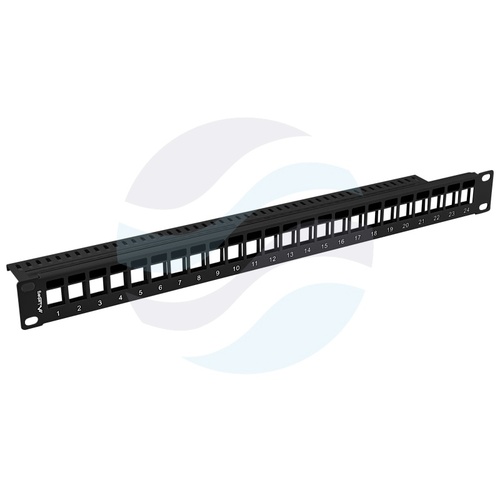 LANBERG Panel pusty 19" 1U na 24x keystone z podporą, czarny 2