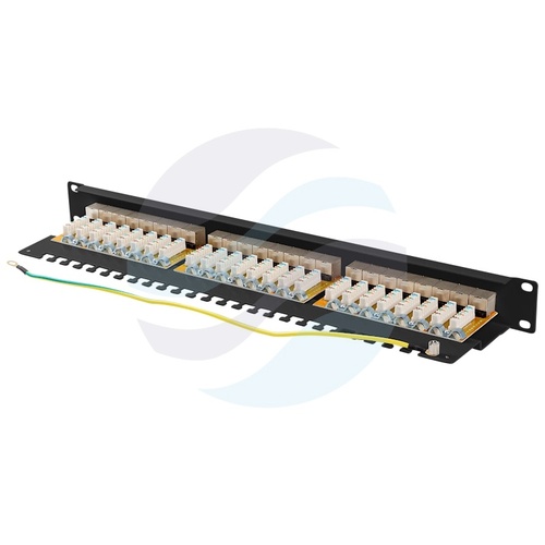 LANBERG PPSA-1024-B Patch panel STP 24-port RJ-45 KRONE, kat.6A, rack 19" 1U z podstawką, czarny 5