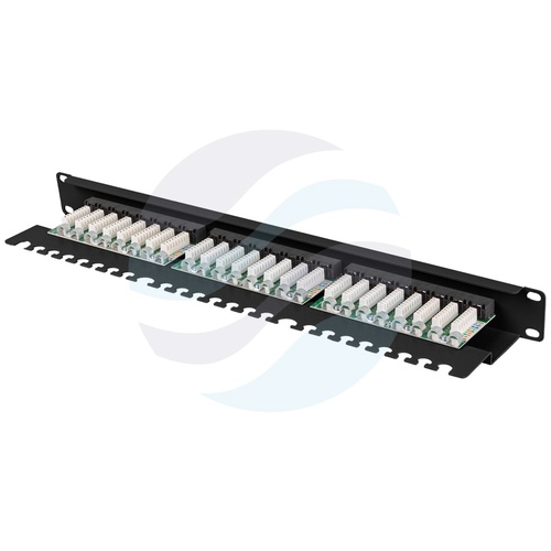 LANBERG PPU5-1124-B Patch panel UTP 24-port RJ-45 KRONE, kat.5e, rack 19" 1U z tacką, czarny 2