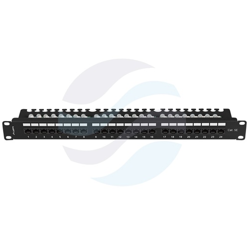 LANBERG PPU5-1124-B Patch panel UTP 24-port RJ-45 KRONE, kat.5e, rack 19" 1U z tacką, czarny 3