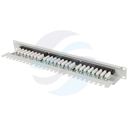 LANBERG PPU5-1124-S Patch panel UTP 24-port RJ-45 KRONE, kat.5e, rack 19" 1U z tacką, szary 4