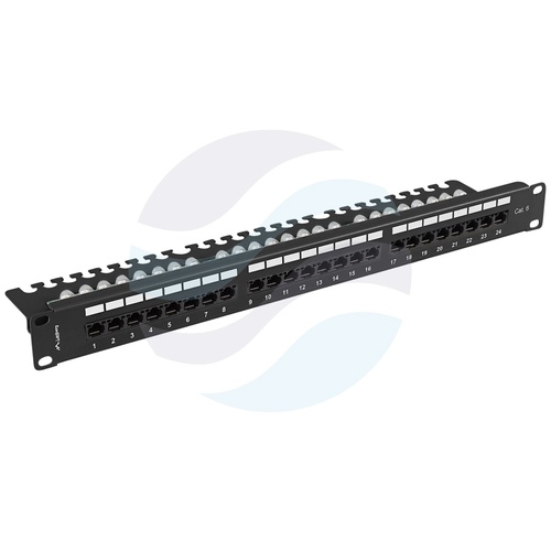 LANBERG PPU6-1124-B Patch panel UTP 24-port RJ-45 KRONE, kat.6, rack 19" 1U z tacką, czarny 4