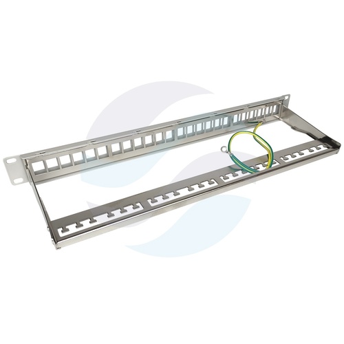 Panel pusty 19" 1U na 24x keystone FTP / STP z podporą, szary 2