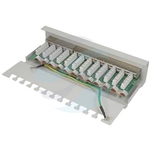 Patch panel STP 12-port RJ-45, kat.5e, desktop z półką, szary 2