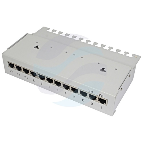 Patch panel STP 12-port RJ-45, kat.5e, desktop z półką, szary 3
