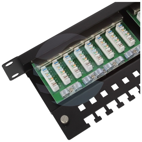 Patch panel STP 24-port RJ-45, kat.6, rack 19" 1U z podstawką, czarny 3