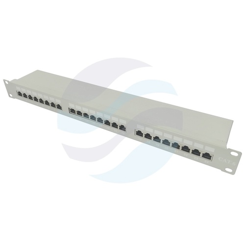 Patch panel STP 24-port RJ-45, kat.6, rack 19" 1U z podstawką, szary 2