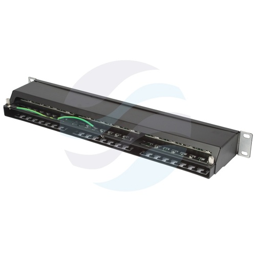 Patch panel STP 48-port RJ-45 KRONE, kat.5e, rack 19" 1U z podstawką, czarny 2