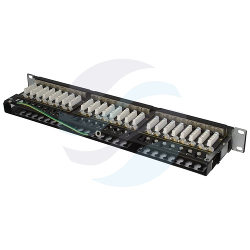Patch panel STP 48-port RJ-45 KRONE, kat.6A, rack 19" 1U z podstawką, czarny 4