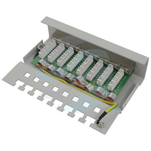 Patch panel STP 8-port RJ-45, kat.5e, desktop z półką, szary 2