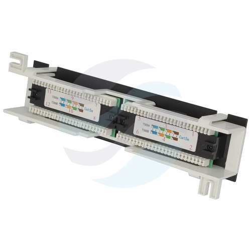 Patch panel UTP 12-port RJ-45 KRONE, kat.5e, 1.5U naścienny, czarny 2