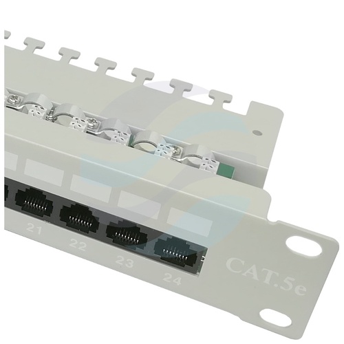 Patch panel UTP 24-port RJ-45 KRONE, kat.5e, rack 19" 1U z tacką, szary 3