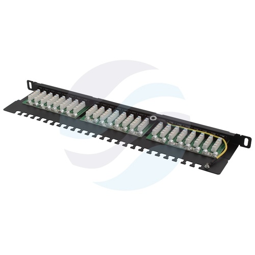 Patch panel UTP 24-port RJ-45 KRONE, kat.6, rack 19" 0.5U z podstawką, czarny 3