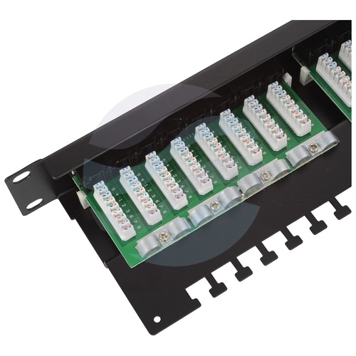 Patch panel UTP 24-port RJ-45 KRONE, kat.6, rack 19" 1U z tacką, czarny 2