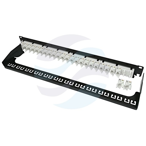 Patch panel UTP 24-port RJ-45 beznarzędziowy, kat.5e, rack 19" 1U z półką 3