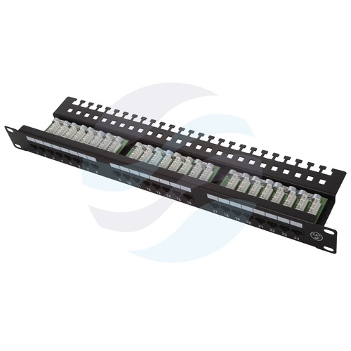 Patch panel UTP 24-port RJ-45 KRONE, kat.5e, rack 19" 1U z półką 3