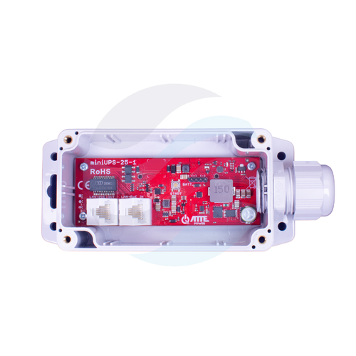 ATTE miniUPS-25-1-CA1 Moduł buforowy PoE UPS do kamer IP, 1x PoE IN + 1x PoE OUT 1000Mbps, 802.3af/at/passive, akumulator LiFePO4 24Wh, IP68, max. 30W 5
