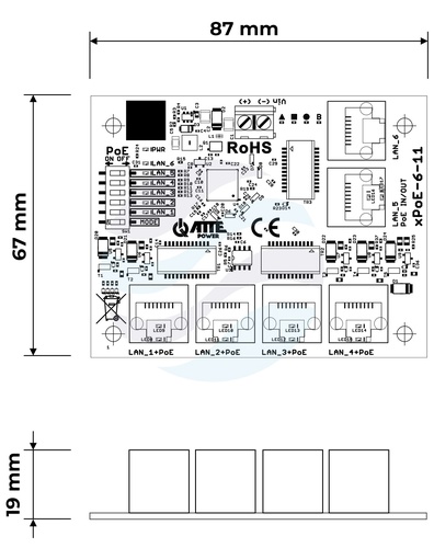 ATTE POWER xPoE-6-11-OF Switch PoE 6 portowy 5P+1UP 2