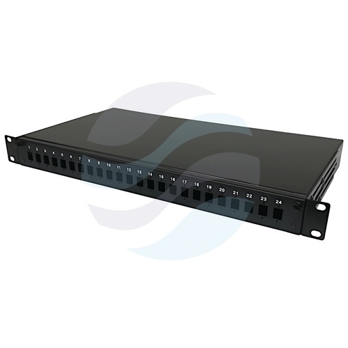 Przełącznica światłowodowa 19" 1U wysuwana 24x SC Simplex / LC Duplex, czarna 2