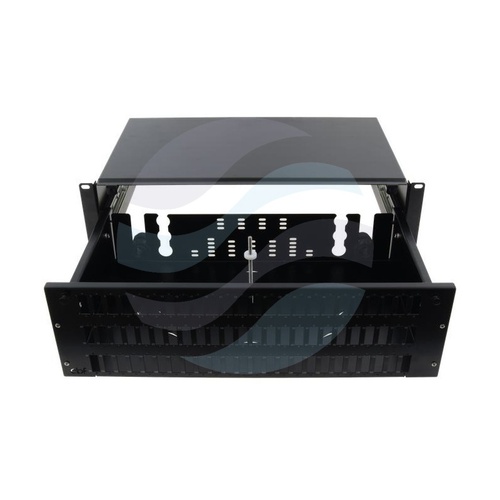 Przełącznica światłowodowa 19" 3U wysuwana 72x SC Duplex / LC Quad, czarna 4