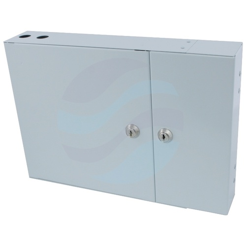 Przełącznica światłowodowa naścienna dwudrzwiowa 12x SC Duplex / LC Quad, szara 2