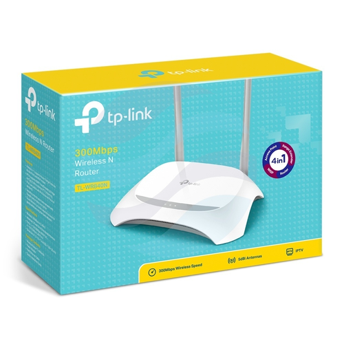 TP-Link TL-WR840N Router Wi-Fi 4 N300, 2,4 GHz: 300 Mb/s, Router/AP/Repeater/WISP, 1x WAN, 4x LAN 4