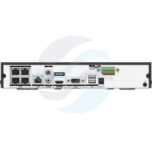 Hikvision DS-7604NI-Q1/4P(E) Rejestrator NVR 4x kanały IP max. 8Mpix, 40/80Mbps, 1x HDMI 4K, 1x VGA, 1x SATA max. 8TB, 4-portowy switch PoE 50W, audio 1/1, H.265+, Motion Detection 2.0 2