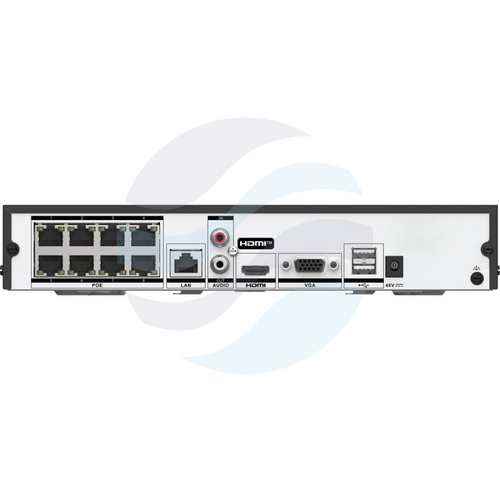 Hikvision DS-7608NI-Q1/8P(E) Rejestrator NVR 8x kanałów IP max. 8Mpix, 80/80Mbps, HDMI/VGA 4K, 1x SATA max. 8TB, 8-portowy switch PoE 75W 802.3af/at, 2x USB, H.265+, czarny 2