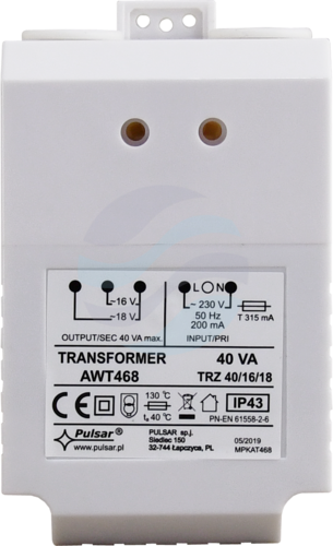 PULSAR AWT468 Transformator AC/AC TRZ 40VA/16V/18V, IP43 5