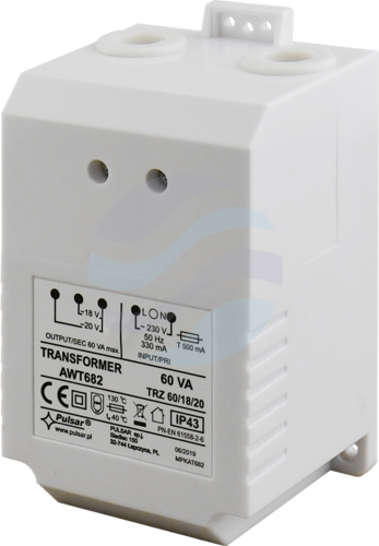 PULSAR AWT682 Transformator AC/AC TRZ 60VA/18V/20V, IP43 2