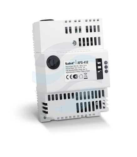 SATEL APS-412 Zasilacz buforowy 10.5~14VDC, 3A, max. 60W, DIN 35mm, (OLP, OVP, SCP, UVP), Grade 2, biały 2