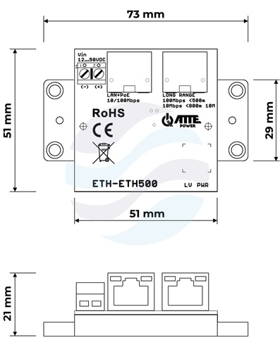 ATTE POWER ETH-ETH500-SET Ekstender zasięgu LAN+PoE, zasięg do 800m 2