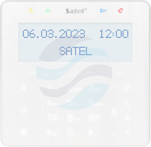 SATEL INT-KSG2R-W Manipulator LCD do (INTEGRA i PERFECTA64M), czytnik MIFARE, klawiatura dotykowa, Grade 3, biały 7