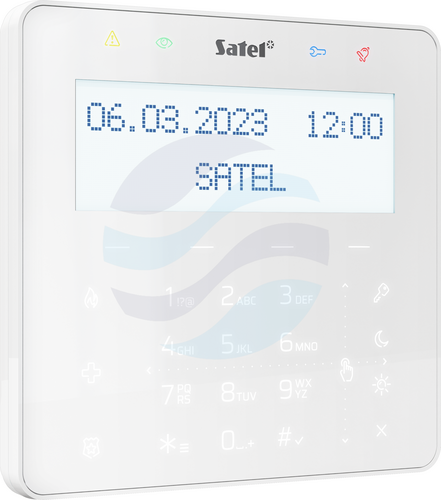 SATEL INT-KSG2R-W Manipulator LCD do (INTEGRA i PERFECTA64M), czytnik MIFARE, klawiatura dotykowa, Grade 3, biały 8