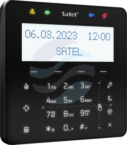 SATEL INT-KSG2R-B Manipulator LCD do Integry, czytnik MIFARE, klawiatura dotykowa, obudowa czarna 8