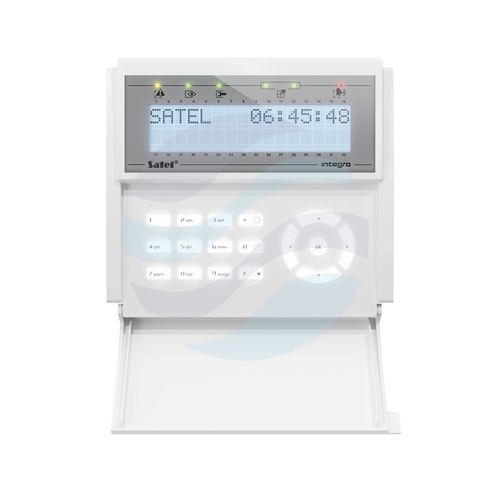 SATEL INT-KLCDR-W Manipulator LCD do Integry, czytnik kart, klapka, podświetlenie białe, obudowa biała 6