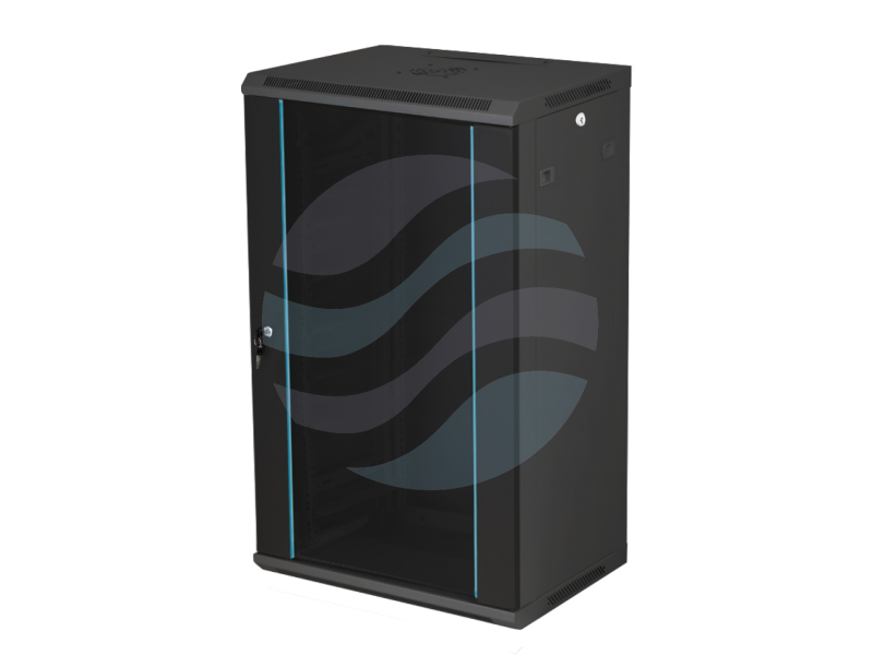 Q-LANTEC Szafa wisząca 19" 15U 600x600, niedzielona, drzwi szklane jednoskrzydłowe, FLAT PACK, czarna 1