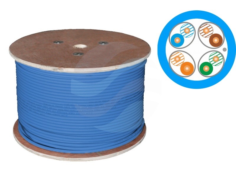 ALANTEC Kabel F/UTP kat.6 4x2x23AWG, klasa Dca 450MHz, LSOH WEWNĘTRZNY NIEBIESKI 500mb 1
