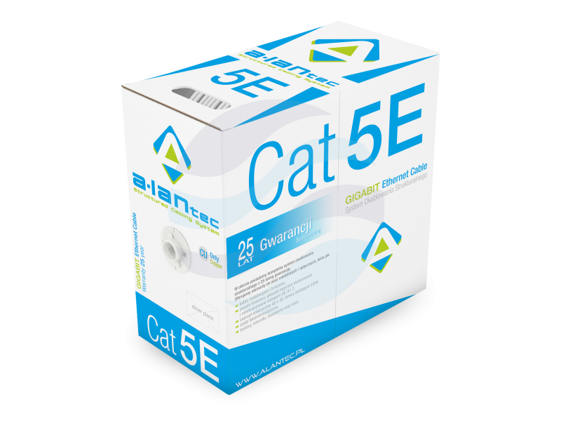 ALANTEC Kabel F/UTP linka kat.5e 4x2x26/7AWG, klasa Fca 100MHz, PVC WEWNĘTRZNY SZARY 305m 1