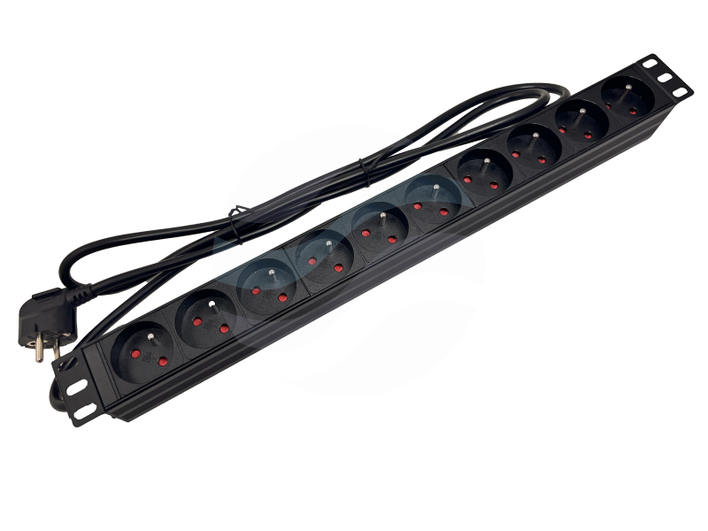 ALANTEC Listwa zasilająca 19" 1U, 10x gniazda typu E - CEE 7/5, 16A 3500W, kabel 1,8m, czarna 1